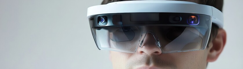 Poster - A person is wearing advanced augmented reality glasses, showcasing a modern design and technology integration for immersive experiences.