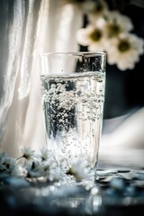 Poster - A simple scene with a glass of water placed on a flat surface