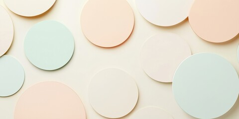 Poster - Colorful circular shapes in pastel tones arranged on a light background, creating a modern and minimalist aesthetic