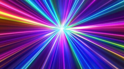 Poster - Abstract vibrant multicolored light rays radiating from center.
