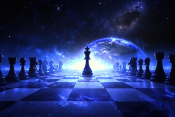 Wall Mural - Cosmic Chess: A King's Strategic Conquest Across the Universe