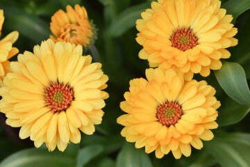 Aufkleber - A detailed view of a cluster of bright yellow flowers, suitable for use in designs about spring, sunshine, or botanical themes