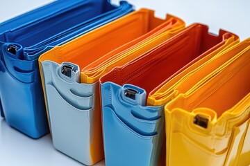 Poster - Close-up shot of multiple handbags lined up together