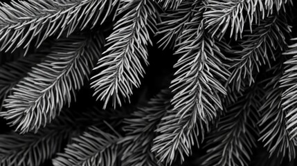 Poster - A black and white photograph of a single pine tree standing alone against a gray sky