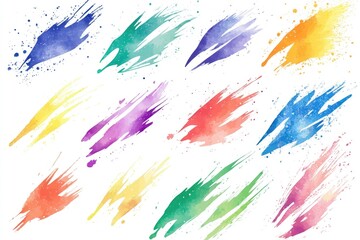 Poster - A beautiful illustration of watercolor brush strokes on a white background, perfect for various design and creative projects