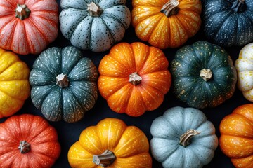Poster - A group of small pumpkins in a tight cluster, perfect for fall decorations or Halloween themes