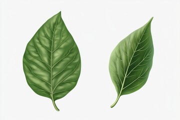 Poster - Simple illustration of two green leaves on a white background, suitable for various design projects