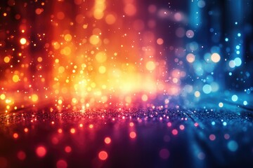 Poster - A blurry image of bright lights shining in a darkened room, ideal for use as a background or to represent confusion or uncertainty