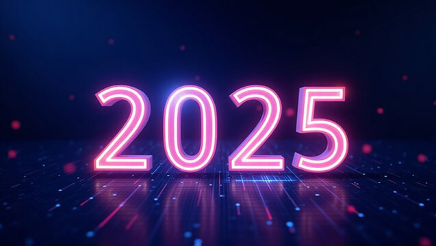 Stylized Numeral 2025 Illustration with Glowing Surrealistic Effect