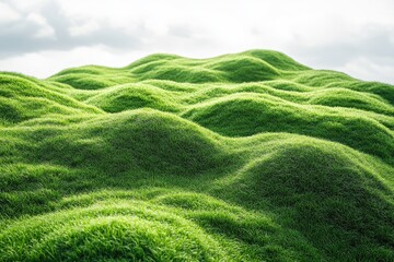 Poster - A serene scene of a field of green grass on a cloudy day, great for use in environmental or nature-themed projects
