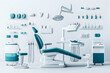 © Ashraf - Professional dental clinic room with modern dental equipment, chair, and accessories in clean blue tones