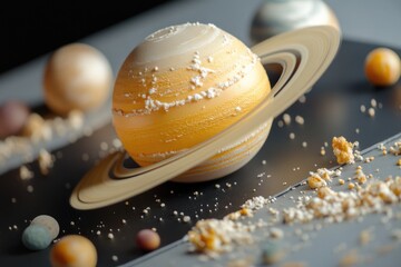 Aufkleber - A close-up shot of a scale model of the solar system, showcasing the planets in detail