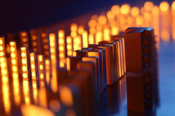 Poster - A close-up of a row of candles with soft lighting and shadows