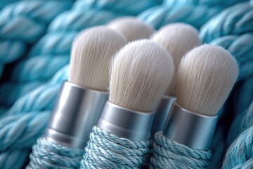 Poster - Close-up shot of various brushes hanging from a rope, great for decorating or DIY projects