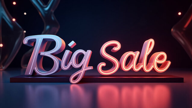 Glowing Neon Text Effect Featuring 'Big Sale' Typography