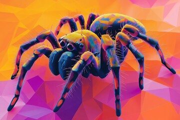 Poster - A vibrant spider perched on a bright surface