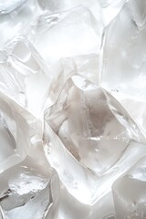 Poster - A pile of ice cubes sits on top of a table, ready for use