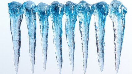 Poster - A cluster of icicles forming on the surface of a stone wall, with a rustic and natural appearance