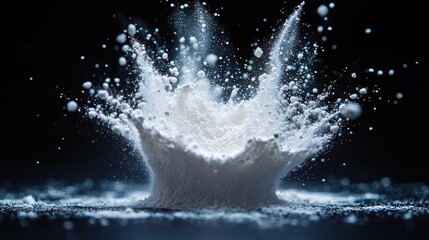 Wall Mural - A close-up shot of a small amount of white powder on a black surface