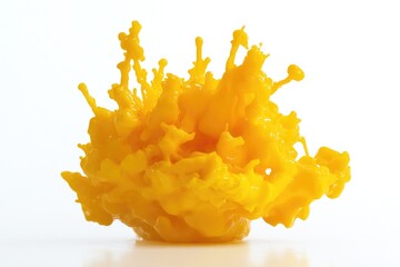 Poster - A close-up of a bright yellow substance on a white surface