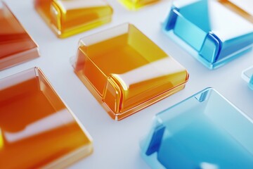 Poster - A collection of colorful plastic containers photographed up close