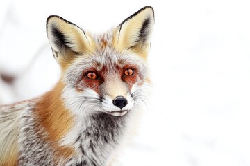 Poster - A close-up of a red fox in snowy environment