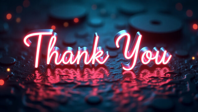 Glowing Neon Text Effect Featuring 'Thank You' Typography