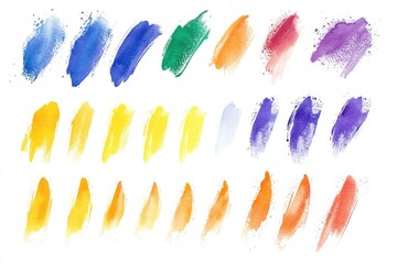 Poster - watercolor brush strokes on a white background, suitable for abstract designs and creative projects