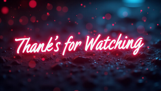 Glowing Neon Text Effect Featuring 'Thanks for Watching' Typography