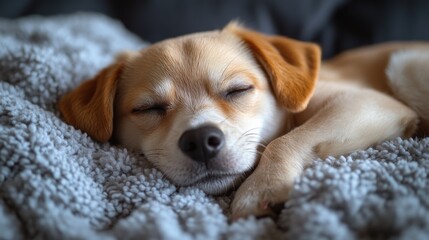 Aufkleber - A small dog sleeps peacefully on a blanket, perfect for travel or everyday use