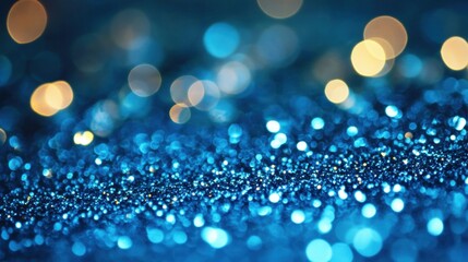 Poster - Sparkling blue glitter creates an enchanting abstract texture with shimmering lights in a beautiful display of color and depth