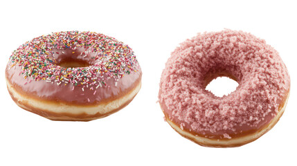 Poster - Colorful Round Donuts on a Transparent Background Generative AI