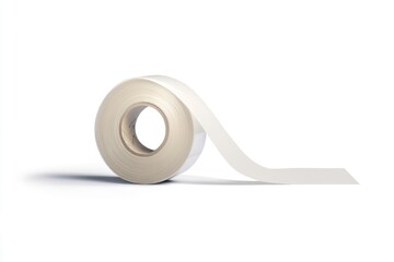 Poster - A simple image of a roll of tape lying on a white surface, great for use in DIY or crafting projects