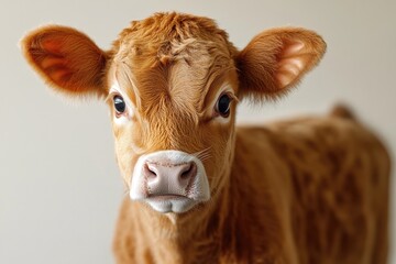 Poster - Close-up of a brown cow's face, great for farm-themed designs or animal portraits