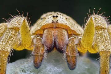 Poster - A close-up view of a spider sitting on a rock, with intricate details visible
