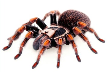 Poster - A large spider sitting on a smooth white surface, great for using as a metaphor or in illustrations about nature and wildlife