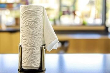 Poster - A simple image of a roll of white paper sitting on a flat surface, suitable for use in educational or office settings