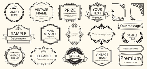 Fototapete - vintage typographic design elements set. vector set border. labels and badges, retro ribbons, luxury
