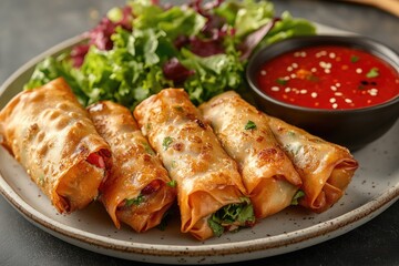 Poster - A fresh salad served with a side of tasty dipping sauce