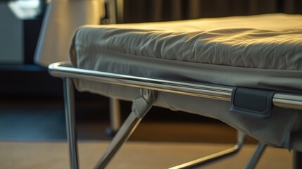 Poster - A simple metal bed frame with a modern mattress, ideal for minimalist bedrooms or guest rooms