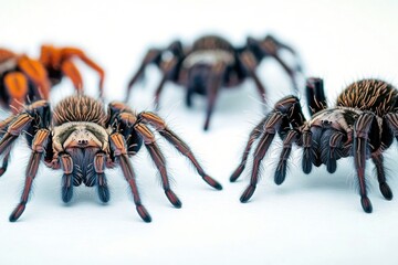 Poster - A close-up photo of a spider sitting on a white surface, great for editorial or scientific use