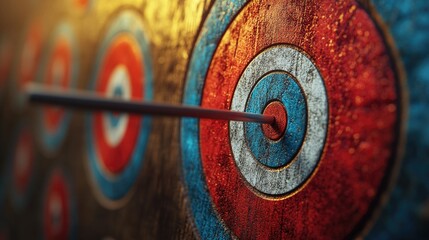 Poster - A close-up shot of a red and blue target with intricate details