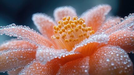 Poster - A detailed view of a flower with water droplets glistening on its petals