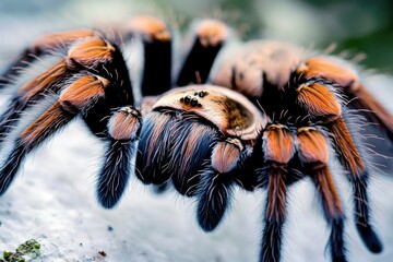 Poster - A close-up shot of a spider sitting on a rock, emphasizing its tiny features