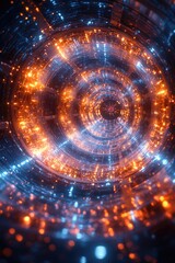Poster - Abstract representation of a spiral shape made up of small lights