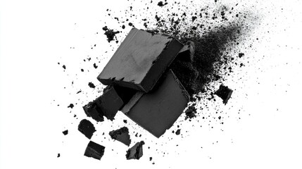 Aufkleber - A black and white photo of a broken packaging box