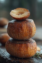 Poster - A plate of three baked potatoes sitting on a wooden table, ready to be served