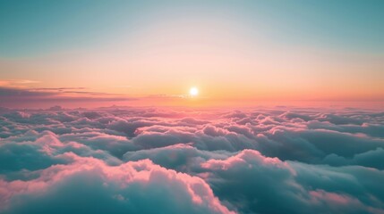Wall Mural - sunset casts vibrant hues across the sky, illuminating clouds in a warm palette during evening twili