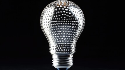 Poster - A single light bulb sits on a table, ready to be used