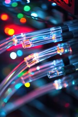 Poster - A detailed view of intertwined electrical wires, useful for illustrating technology or industry-related concepts